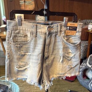 Aero Blue Distressed Jean Shorts with Frayed Hem NWT​